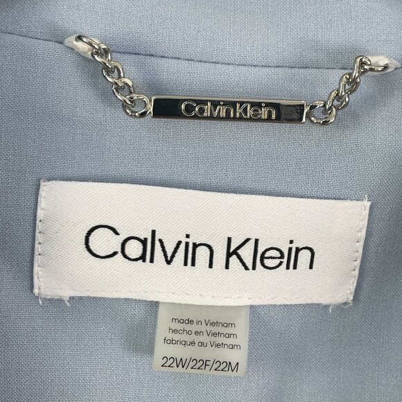 Calvin Klein Womens Plus 22W Light Blue Open Front Blazer Collarless Jacket - Picture 3 of 9